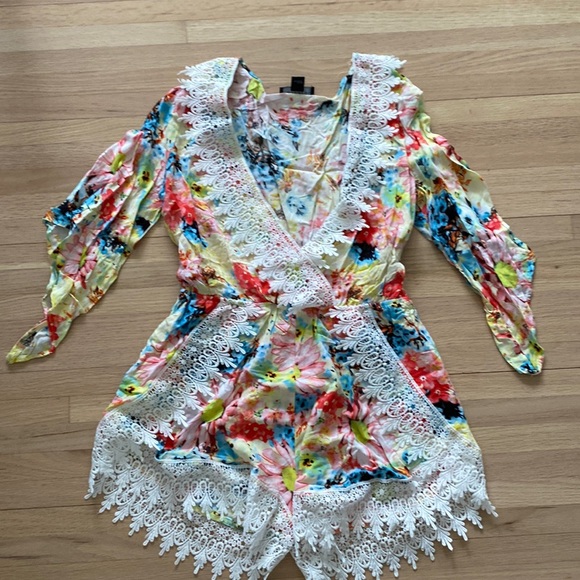 Revamped Other - Floral Romper with Lace trims